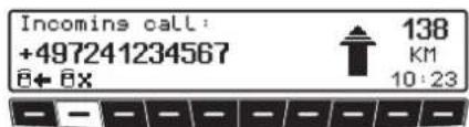 Incoming call: +497241234567 ← ← 138 KM 10:23