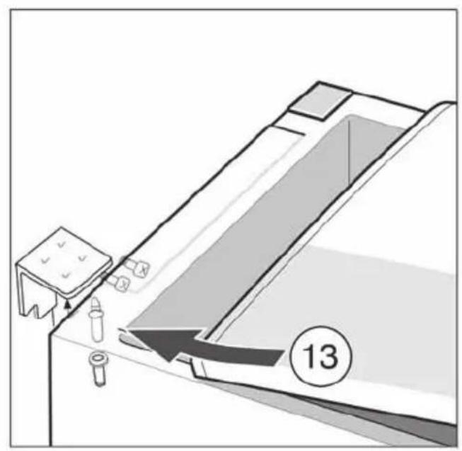 Diagram showing a mechanical or electrical component with labeled parts and an arrow indicating direction, marked with number 13.