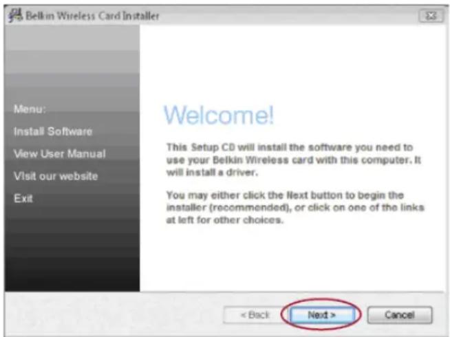 BELKIN F7D1101de - Installationsvorgang unter Windows Vista und 7 - 1