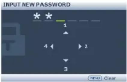 INPUT NEW PASSWORD 1 4 2 3 MENU Clear