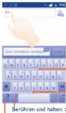 An Zum Schreiben eintripp Berühren und halten: z