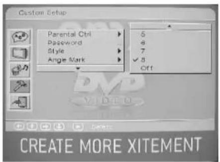 Custom Setup Parental Ctrl Password Style Angle Mark 5 6 7 ✓ 8 Off CREATE MORE XITEMENT
