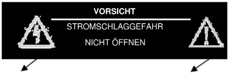 VORSICHT STROMSCHLAGGEFAHR NICHT ÖFFNEN