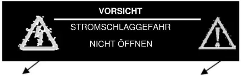VORSICHT STROMSCHLAGGEFAHR NICHT ÖFFNEN