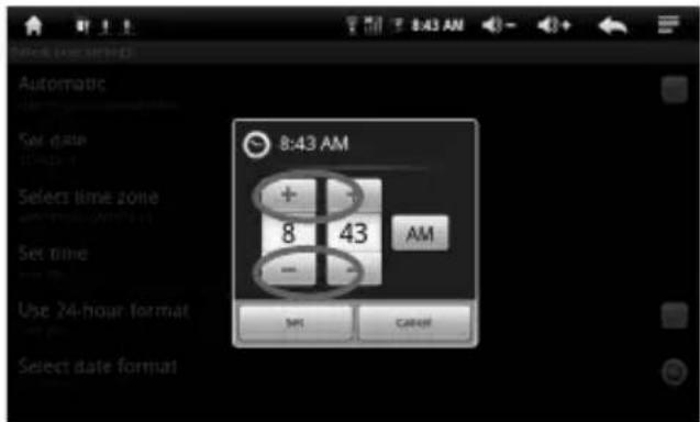 8:43 AM Automatic Set date Select time zone Set time Use 24-hour format Select date format + - 8 43 AM - SAP CABB