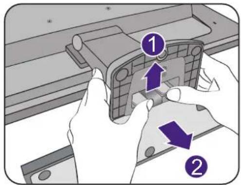 BENQ 9H.L8GLB.HWE - Drücken Sie die Sperrklammern nach oben, um den Monitorsockel vom Monitorständerarm zu trennen. - 1