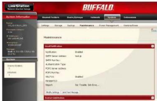 BUFFALO LinkStation Pro Duo Diskless - E-mail Notification - 1