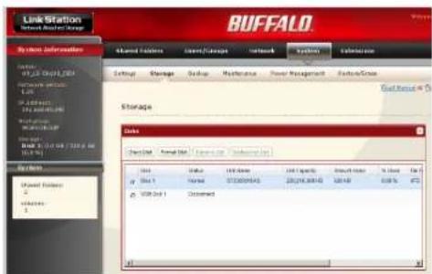 BUFFALO LinkStation Pro Duo Diskless - To format a USB hard drive - 1