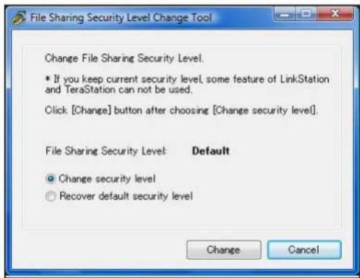 BUFFALO LinkStation Pro Duo Diskless - File Sharing Security Level Change Tool - 1