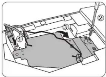 Technical diagram of a mechanical assembly with numbered components, likely for assembly or maintenance instructions.