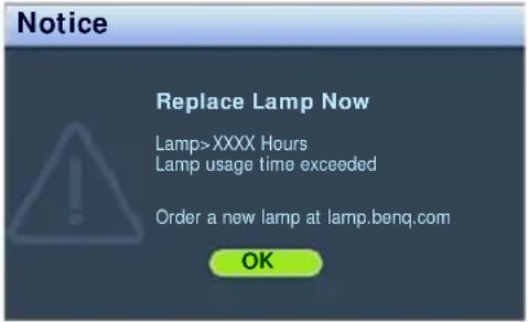 BENQ 9H.J6F77.13E - Timing of replacing the lamp - 4