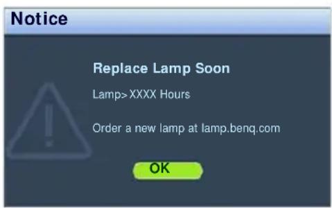 BENQ 9H.J6F77.13E - Timing of replacing the lamp - 3