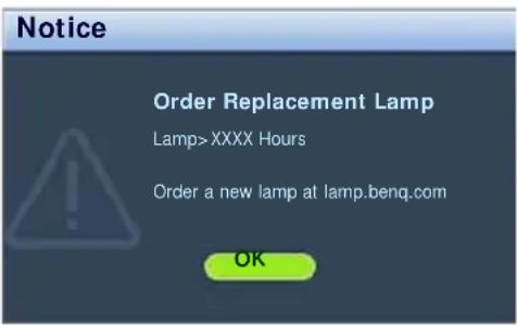 BENQ 9H.J6F77.13E - Timing of replacing the lamp - 2