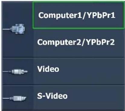 Computer1/YPbPr1 Computer2/YPbPr2 Video S-Video