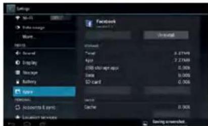 Settings Hi-Fi Take range More... NEXT Share Display Manage Battery Apple Facebook Google Airbox Total Apple USB storage apps Bags 50 card Cache 8.274M 7.274M 0.906 0.006 0.006 Balance Cache 8.906 Saving screenshot