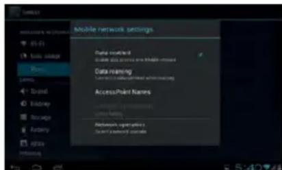 Mobile network settings Data collection Data data storage are available more Data rendering AccessPoint Names Network operations Data points available