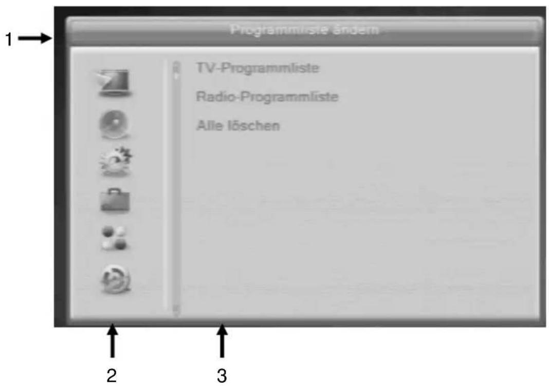 Programmliste ändern TV-Programmliste Radio-Programmliste Alle löschen 2 3