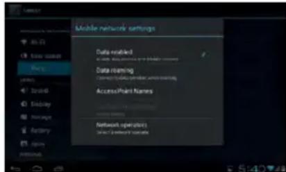 Mobile network settings Data-enabled Data rendering Access Point Names Network operators Select Network Networks