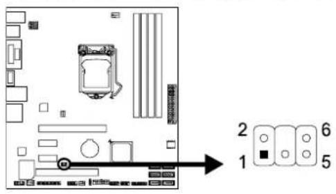 Diagram of a computer motherboard layout with numbered compartments and a directional arrow indicating movement or navigation.