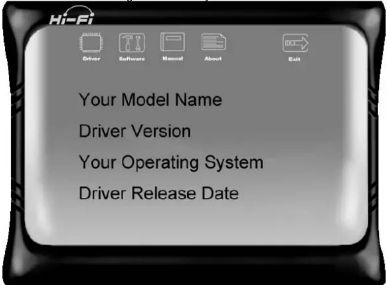 Hi-Fi Driver Software Manual About Exit Your Model Name Driver Version Your Operating System Driver Release Date