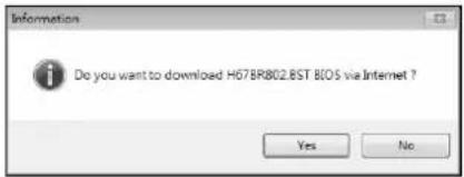 Do you want to download H67BR802.8ST BIOS via Internet ? Yes No