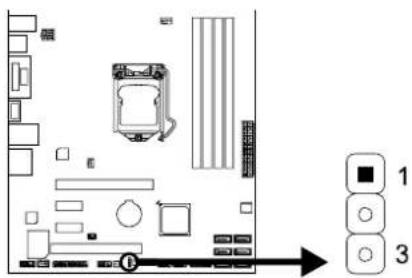 Diagram of a computer motherboard layout with labeled components and numbered indicators