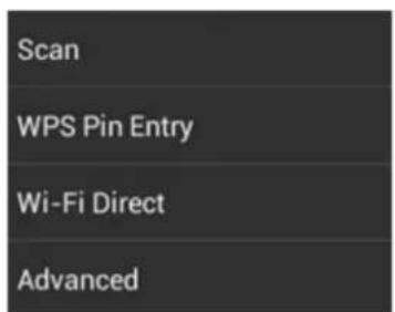 Scan WPS Pin Entry Wi-Fi Direct Advanced