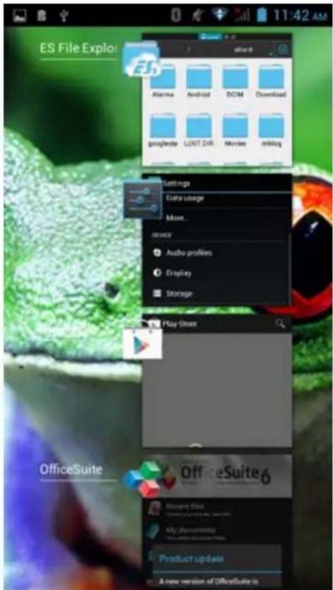 ES File Explor Alarma Android BCM Download prophrite LOST DIR Movie nhflog Settings Data usage Mouse... Audio profiles Display Storage Play Store OfficeSuite OfficeSuite 6 Resource Files My Documents Product update A new version of OfficeSuite is