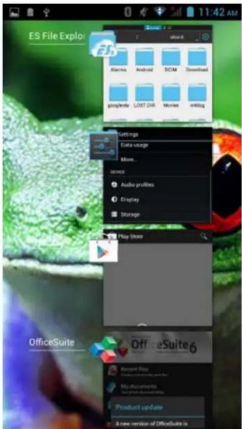 ES File Explor Alarms Android BCOM Download propheno LOST DIR Movies mBlog Settings Data usage Move... Audio profiles Display Storage Play Store OfficeSuite OfficeSuite 6 Rampark Ship My documents Product update A new version of OfficeSuite is