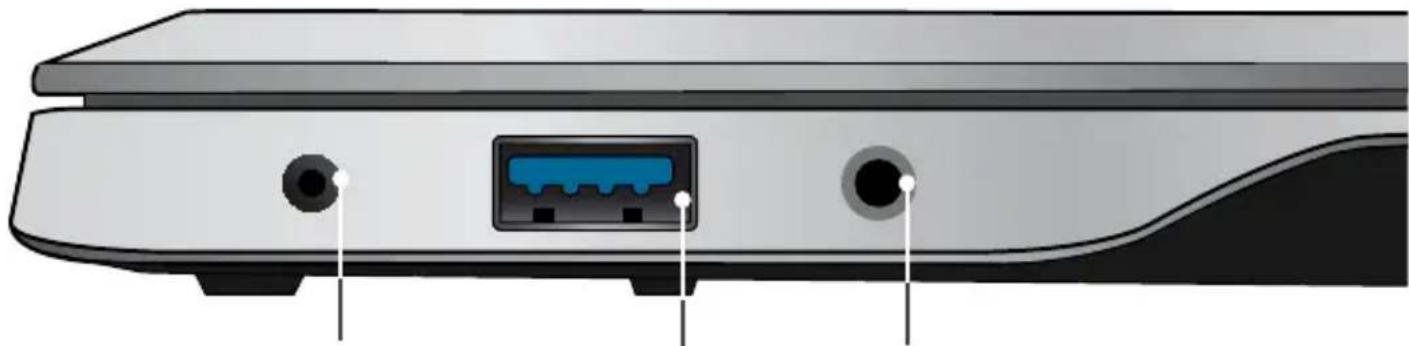 Front view of a beige electronic device rear panel with ports and a central port (no text or symbols visible)