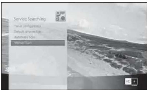 Service Searching Turner Configurations Default settings Bits Automatic Scan Manual Scan