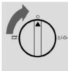 Diagram showing a circular dial with directional arrows and a central vertical line, labeled '0/15' at the bottom.
