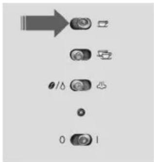 Diagram showing a sequence of icons with arrows pointing to a device, likely indicating a process or navigation step.