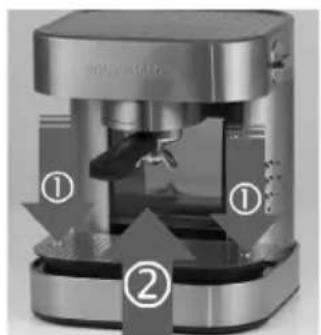 Diagram of a mechanical device with numbered components, likely illustrating a machining or processing process.