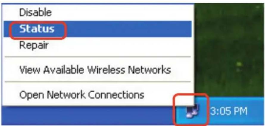 Disable Status Repair View Available Wireless Networks Open Network Connections 3:05 PM