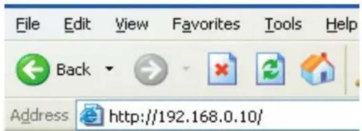 File Edit View Favorites Tools Help Back Address http://192.168.0.10/