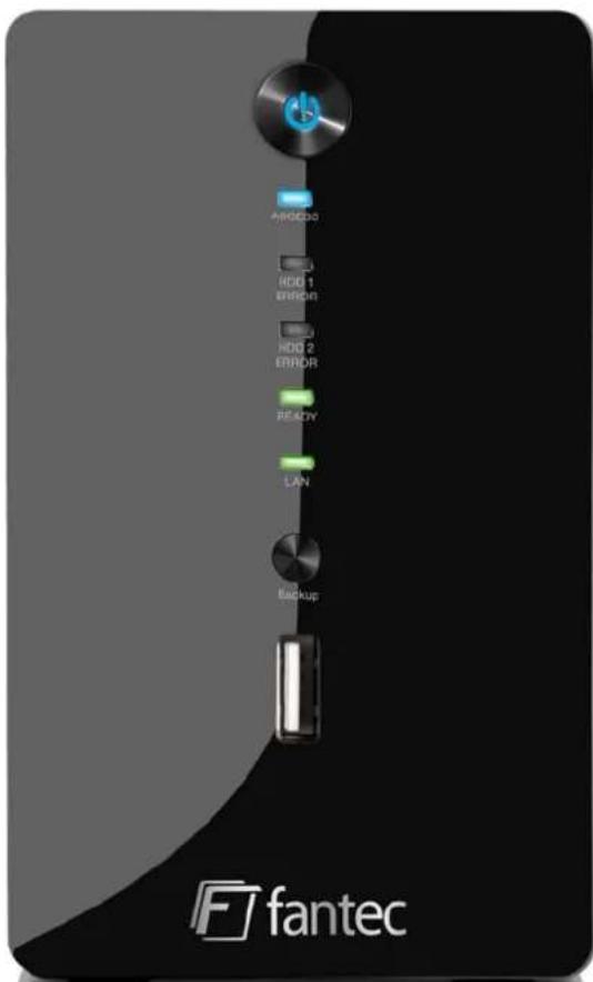 GPIO HDD 1 ERROR HDD 2 ERROR READY LAN Backup F fantec