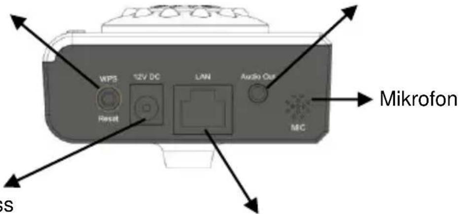 WPS 12V DC LAN Audio Out MIC Mikrofon Reset SS
