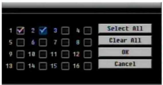 1 ✓ 2 ✓ 3 □ 4 □ 5 □ 6 □ 7 □ 8 □ 9 □ 10 □ 11 □ 12 □ 13 □ 14 □ 15 □ 16 □ Select All Clear All OK Cancel