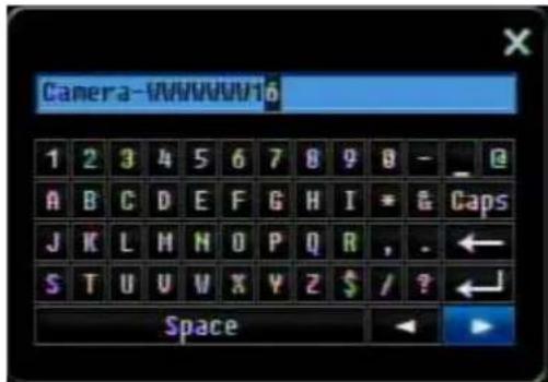 Camera-VWV/VW16 1 2 3 4 5 6 7 8 9 0 - _ A B C D E F G H I * & Caps J K L M H O P Q R , . S T U V W X Y Z $ / ? Space