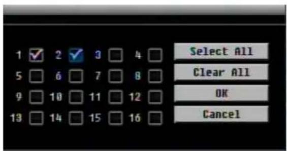 1 ✓ 2 ✓ 3 □ 4 □ 5 □ 6 □ 7 □ 8 □ 9 □ 10 □ 11 □ 12 □ 13 □ 14 □ 15 □ 16 □ Select All Clear All OK Cancel