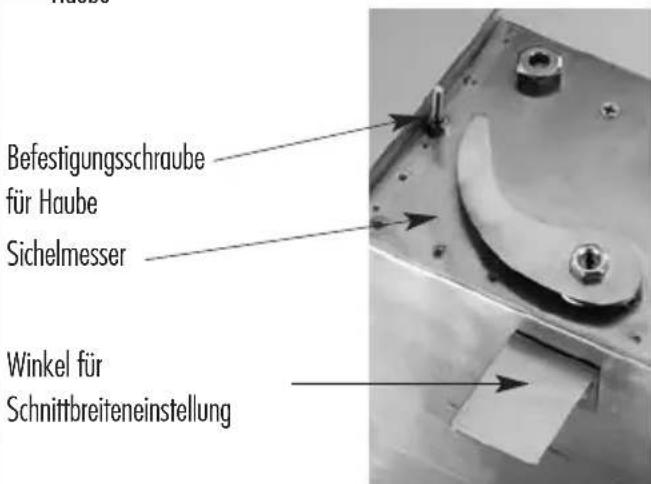 Befestigungsschraube für Haube Sichelmesser Winkel für Schnittbreiteneinstellung
