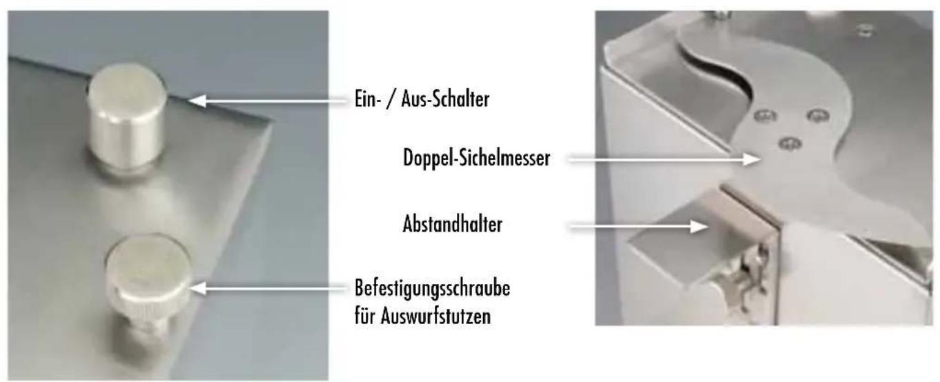 Ein-/ Aus-Schalter Doppel-Sichelmesser Abstandhalter Befestigungsschraube für Auswurfstutzen