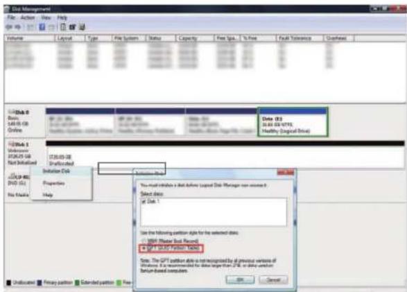 Disk Management File Action View Help Volume Layout Type File System Status Capacity Free Spa To Free Fault Termination Exhaust D:\2016.03\000\000\000\000\000\000\000\000\000\000\000\000\000\000\000\000\000 D: 25.8.19 KB D: 25.8.19 KB D: 25.8.19 KB D: 25.8.19 KB D: 25.8.19 KB D: 25.8.19 KB D: 25.8.19 KB D: 25.8.19 KB D: 25.8.19 KB D: 25.8.19 KB D: 25.8.19 KB D: 25.8.19 KB D: 25.8.19 KB D: 25.8.19 KB D: 25.8.19 KB D: 25.8.19 KB D: 25.8.19 KB D: 25.8.19KB D: 25.8.19 KB D: 25.8.19 KB D: 25.8.19 KB D: 25.8.19 KB D: 25.8.19 KB D: 25.8.19 KB D: 25.8.19 KB D: 25.8.19 KB D: 25.8.20 KB D: 25.8.19 KB D: 25.8.19 KB D: 25.8.19 KB D: 25.8.19 KB D: 25.8.19 KB D: 25.8.19 KB D: 25.8.19 KB D: 25.8.19 KB D: 25.8-25.8KB D: 25.8.19 KB D: 25.8.19 KB D: 25.8-25.8KB D: 25.8.19 KB D: 25.8-25.8KB D: 25.8.19 KB D: 25.8-25.8KB D: 25.8.19 KB D: 25.8-25.8KB D: 25.8.19 KB D: 25.8-25.8KB Do not initiate Initiation Disk D: No MI Properties No Media Help Select disk at Disk 1 Use the following partition files for the selected disk: © MDA (Master Book Record) © MDA (MDA) Partition Table Date, The GPT partition file is not reconfigured by at previous versions of Windows, it's recommended for data larger than LPR or other non-distribution components. OK Cancel