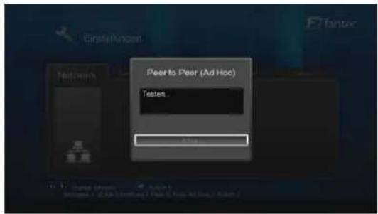 Einstellungen Peer to Peer (Ad Hoc) Testen: Pass