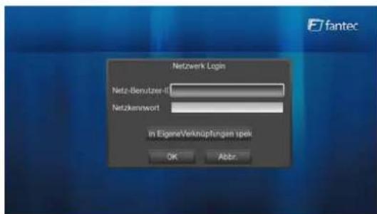 Netzwerk Login Netz-Benutzes ID Netzkennwort In EigeneVerknüpfungen spek OK Abbr. E7fantec