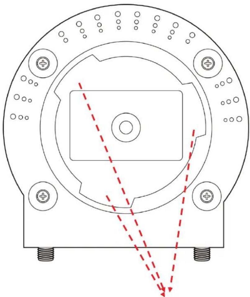 Technical diagram of a mechanical component with concentric circles and mounting holes, showing internal structure and red dashed arrows indicating motion or force (no text or symbols)