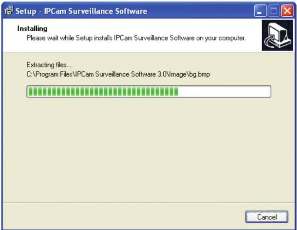 Setup - IPCam Surveillance Software Installing Please wait while Setup installs IPCam Surveillance Software on your computer. Extracting files... C:\Program Files\IPCam Surveillance Software 3.0\Image\bg.bmp Cancel
