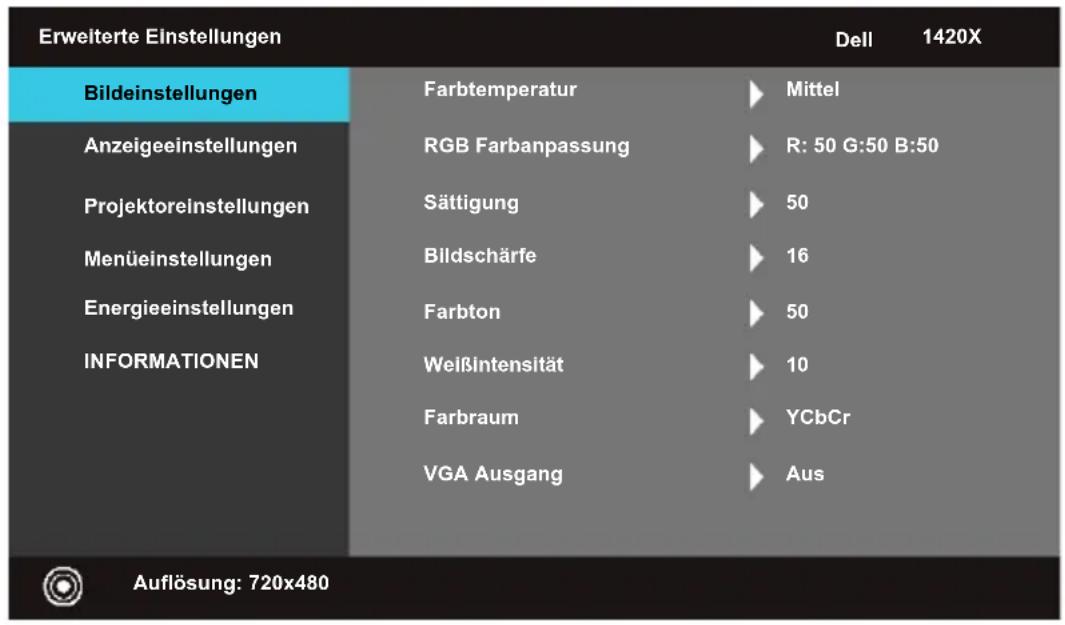 DELL 1420X - Bildeinstellungen (Im Video-Modus) - 1