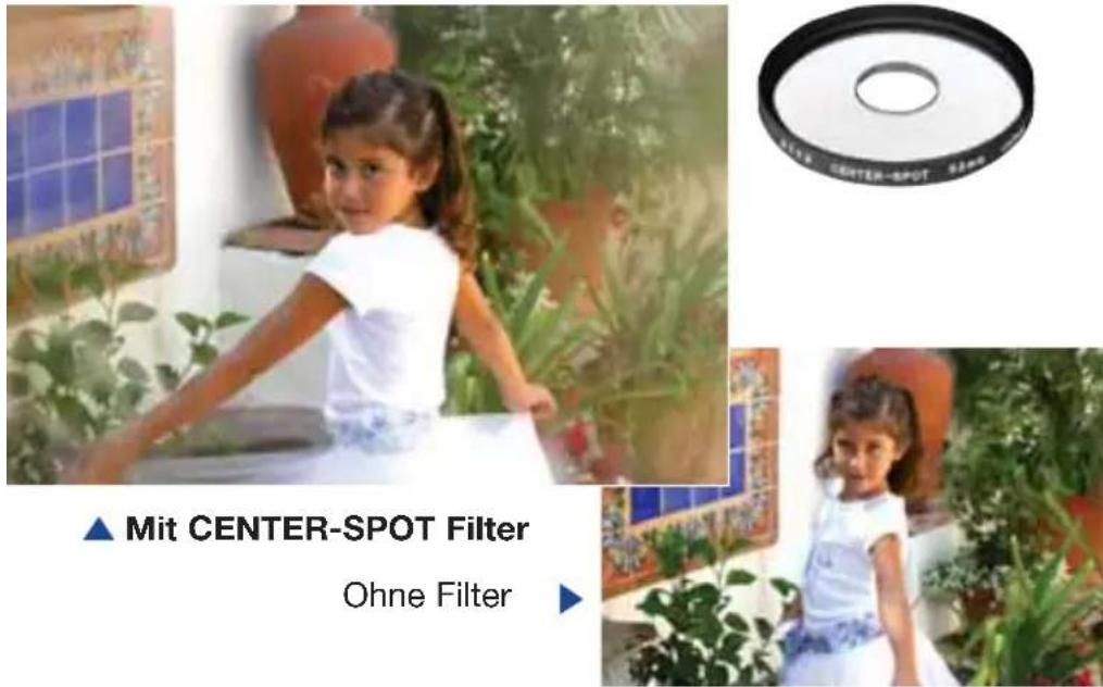 ▲ Mit CENTER-SPOT Filter Ohne Filter ▶